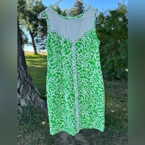 Jessica Howard Green and White Sleeveless Dress